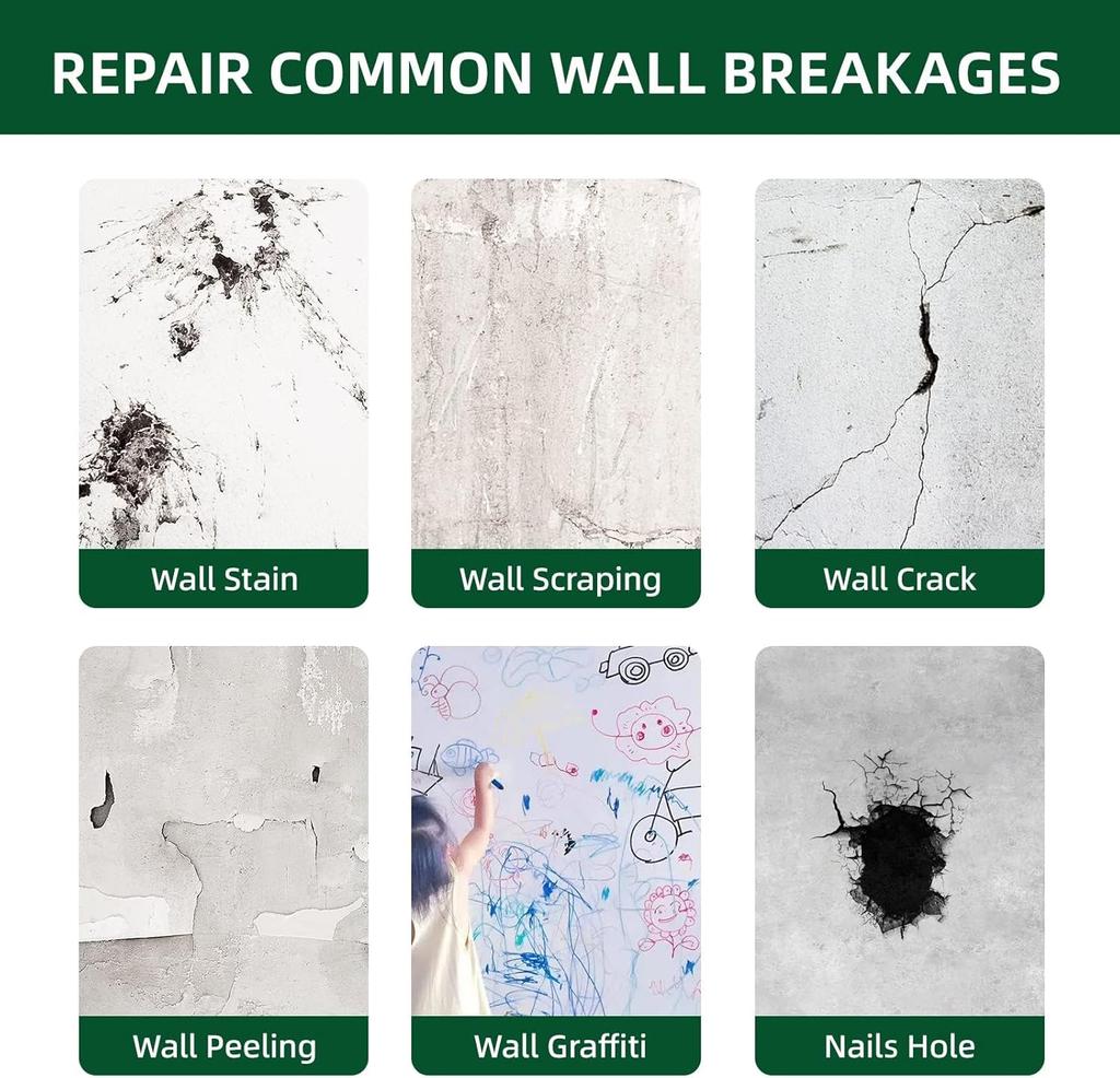 Wall Repair Agent Quick-Drying Sealant Agent Crack Mending Agent Mildewproof White Wall Restore Drywall Repair Kit with Scraper