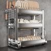 304 Stainless Steel Multi-functional Kitchen Dish Drying and Storage Rack