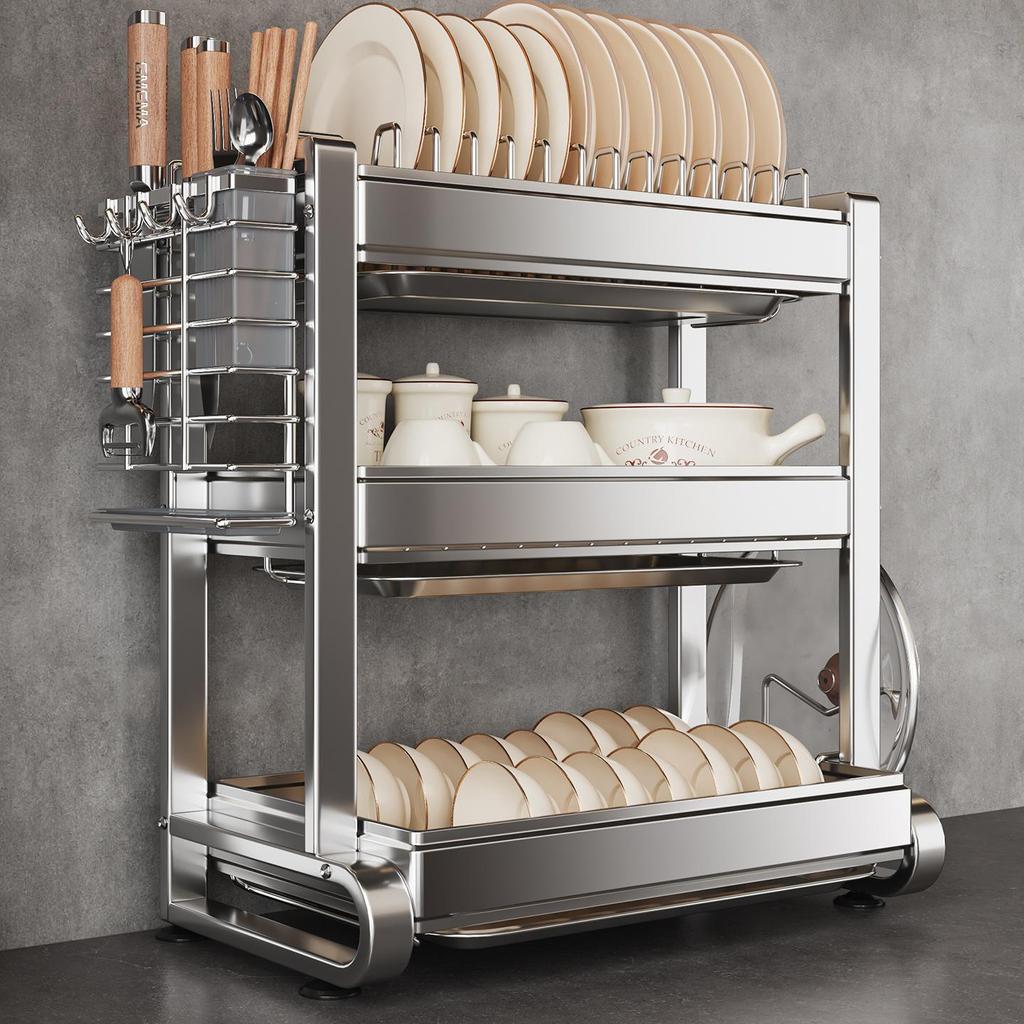 304 Stainless Steel Multi-functional Kitchen Dish Drying and Storage Rack