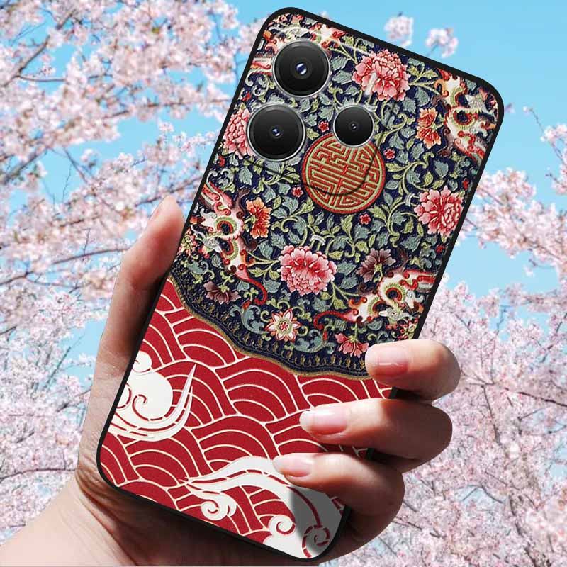 For Xiaomi Redmi Note 14 5G 4G Cases 3D Relief Embossed Retro Soft Silicone Covers For Redmi Note 14 5G Global Version 3D Cases