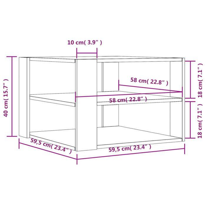 VidaXL Table basse chêne marron 59,5x59,5x40 cm bois d'ingénierie, table d'appoint, table de salon, table latérale, bout de 834256