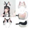 Faux Furs Bunnies Ears Headband Tail Animal Bunnies Costumes for Christmas Halloween Cosplay Party Costume Accessories