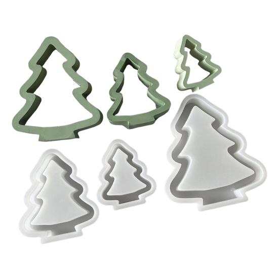 1/3Pcs Christmas Tree Silicone Mold DIY Handmade Hollow Xmas Tree Ornament Crafts Mold Gypsum Cement Epoxy Resin Casting Mold