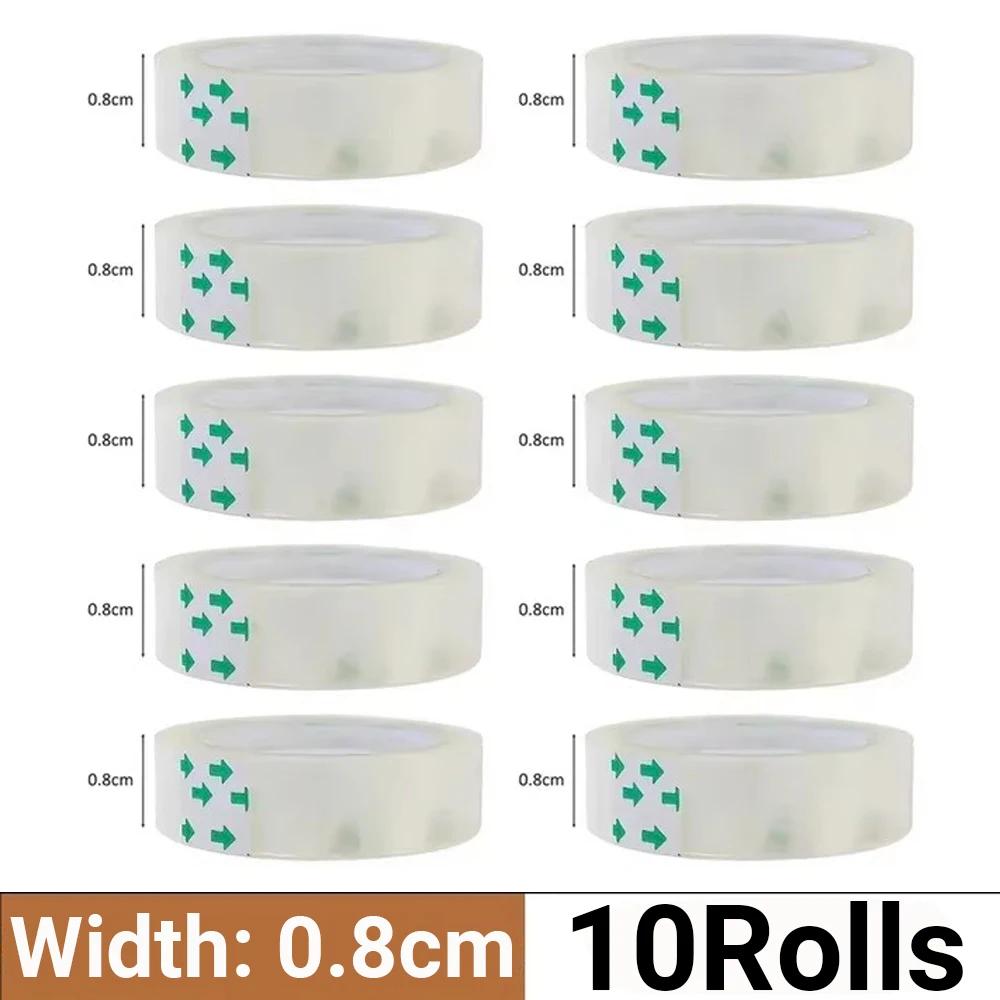 10/5/3/1Rolls Transparent Tape Refills Wrapping Tape Roll 0.8cm 1.2cm 1.8cm High-viscosity Adhesive Tapes Home School Supplies