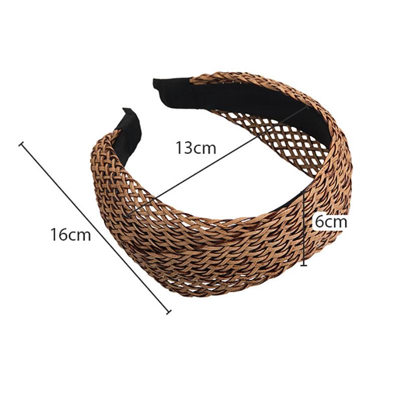 Women Bohemian Vintage Straw Woven Headband Wide Cross Design Hair Accessory Ladies