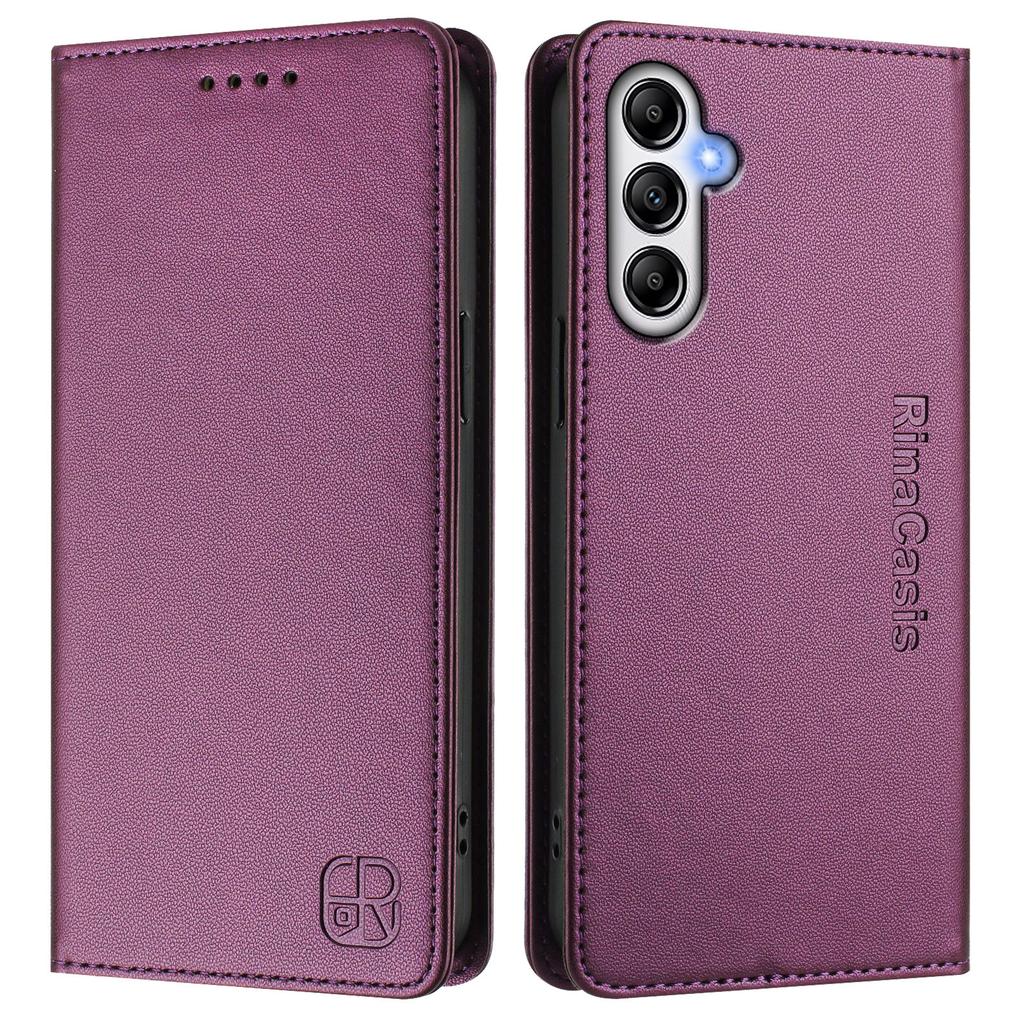 For Samsung Galaxy A55 5G RINACASIS RC01 Leather Case RFID Blocking Wallet Stand Magnetic Closing Shockproof Phone Cover