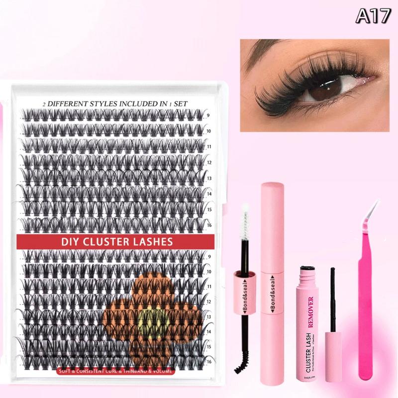 Natural Cluster Feather Lash Kit Segmented Eyelash Lash Glue Eyelash Grafting Kit Lash Extension Essential With Mix Effortless