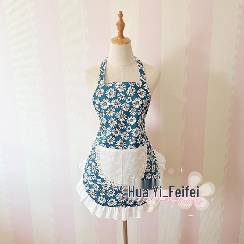 Korean Style Cotton Lace Apron - Cute, Sleeveless, Anti-Stain Kitchen Wear