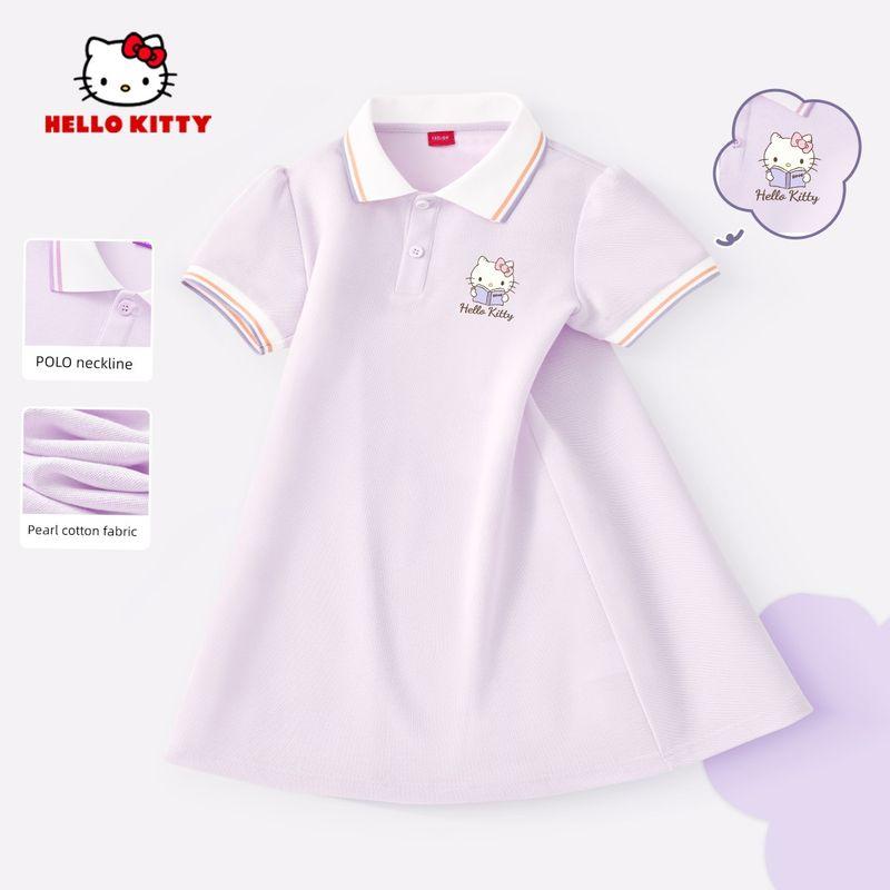 Hellokitty Girls' Dress 2025 New Style Elegant Girl Princess Dress Children's Summer Polo Dress
