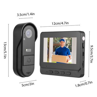 4.3 inch IPS-scherm Draadloze deurbel met camera Buiten IP65 Waterdicht 1080P Draadloze deurbel