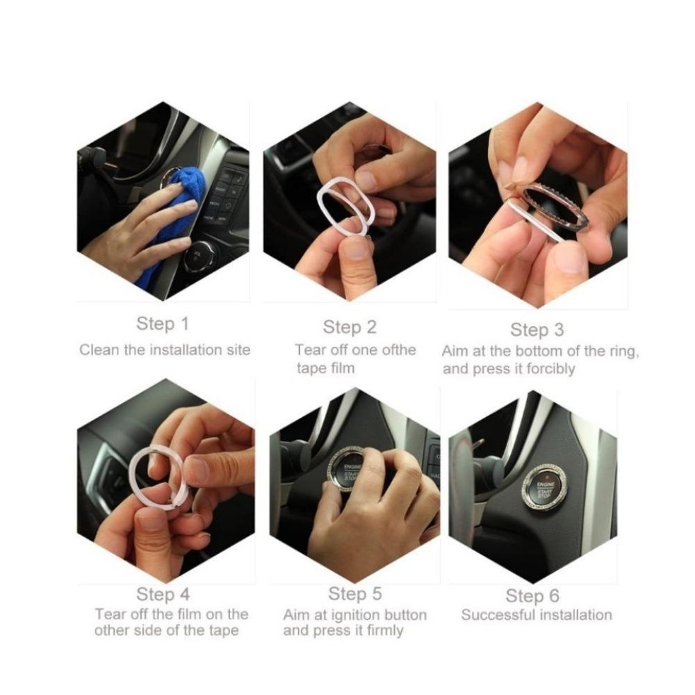 New Car One-Key Engine Start Stop Ignition Push Button Decorative Circle Ring Keyless Cover Trim Crystal Diamond Parts Decorate