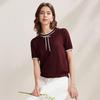 Zhaojun Silk Blend Lace Round Neck Short Sleeve Knit Top