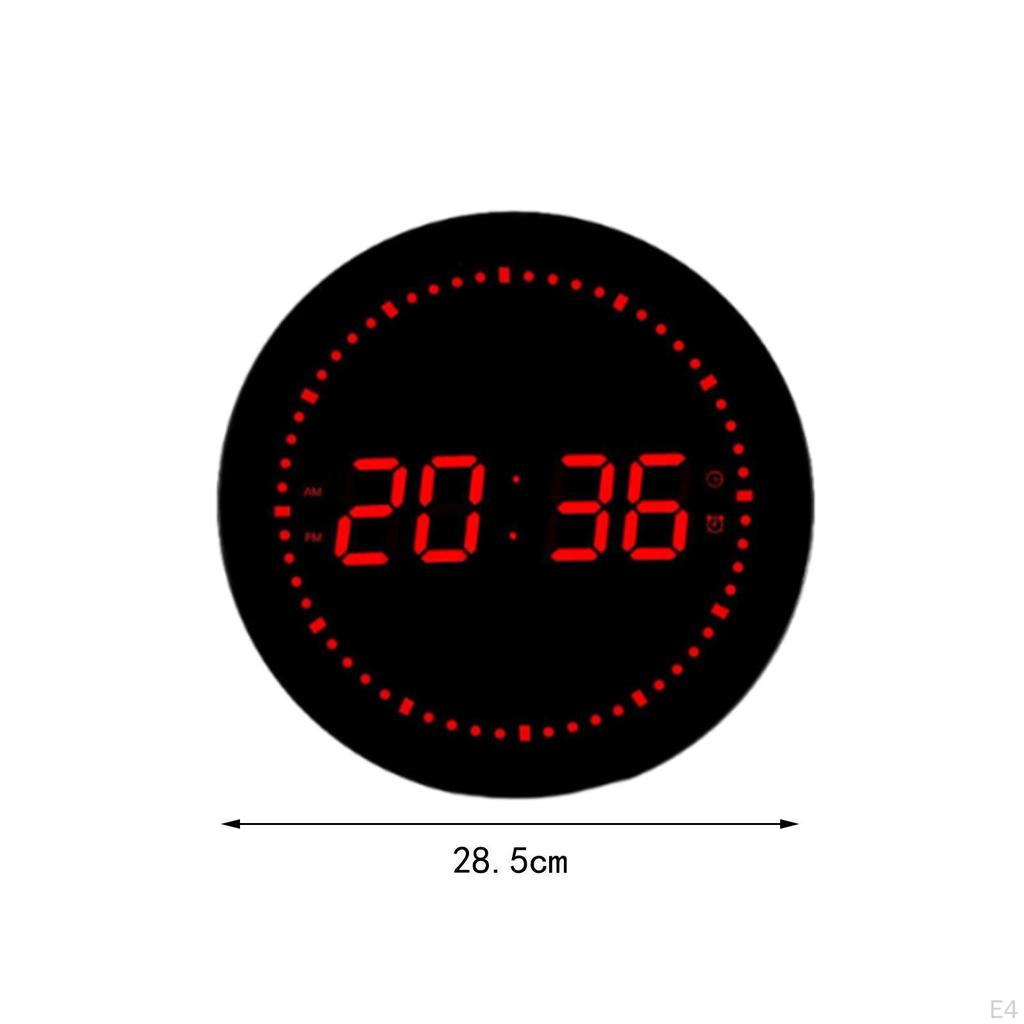 LED Digital Clock Desk Practical Calendar Wall Round Alarm for Home Halls School
