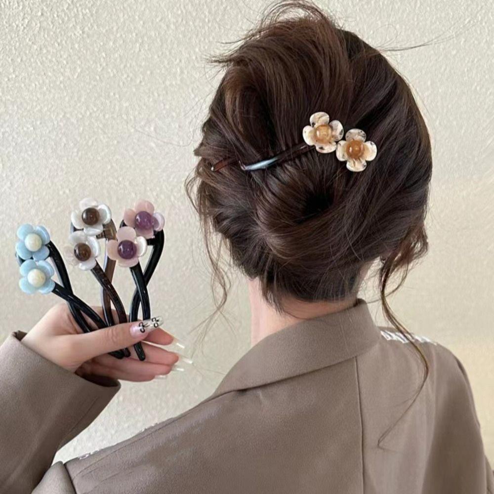 Korean Style Flower Banana Twist Clip Hairpin Ponytail Clip Elegant Line Grab Clip  Party
