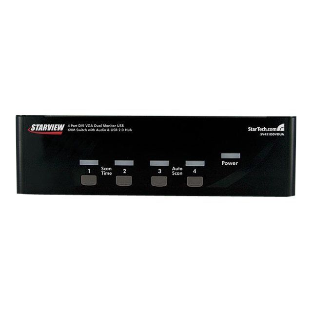 Commutateur KVM USB et double écran DVI/VGA à 4 ports avec audio et hub USB 2.0 - STARTECH.COM - SV431DDVDUA