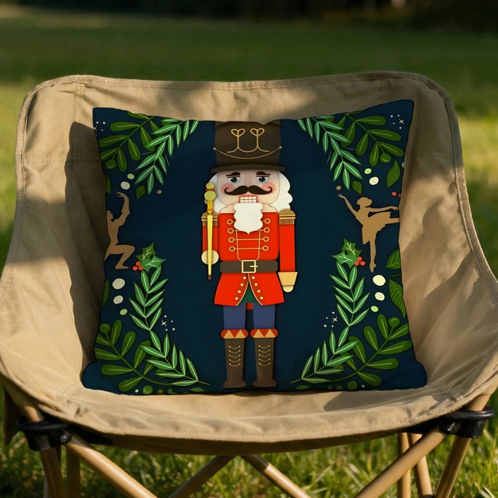 Figure NNutcracker Doll Cushion Cover Soft Reversible  Durable Pillow Cover  MultiScene Use for Home  Car Daily Comfort