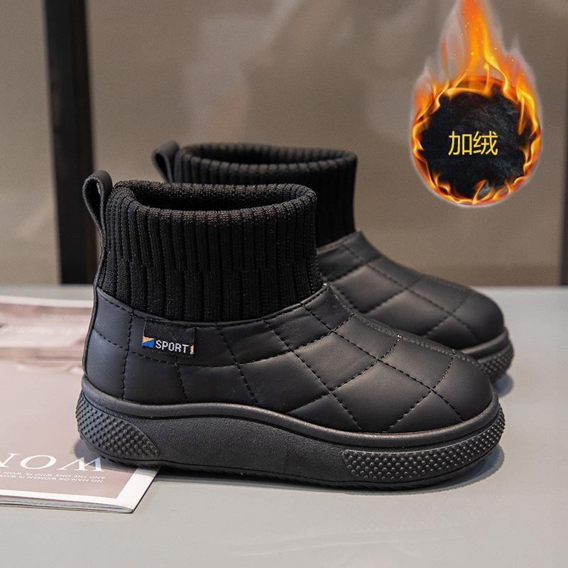 

Girls snow boots 2025 winter new boys shoes velvet short boots cotton shoes children s boots baby autumn and winter 37 чорний