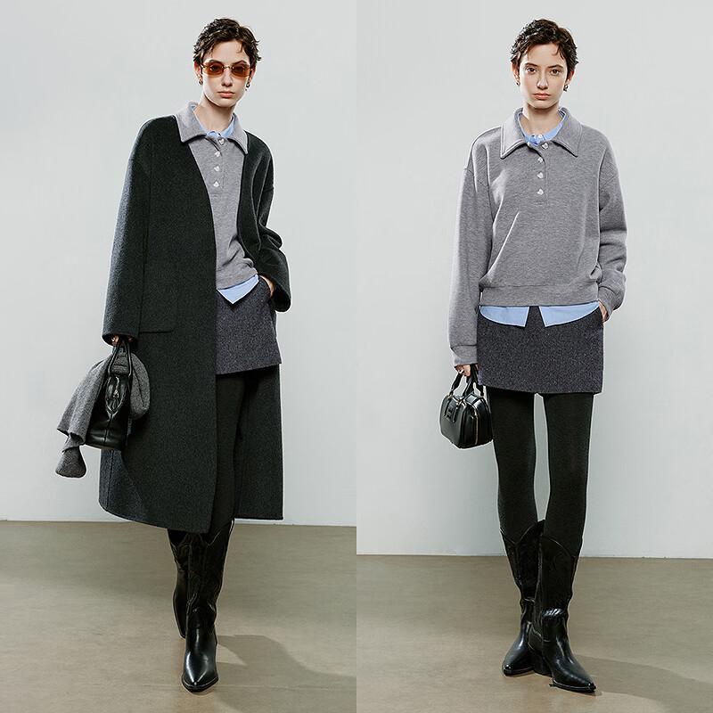 Chuyu Damen Herzknopf Polo Sweatshirt