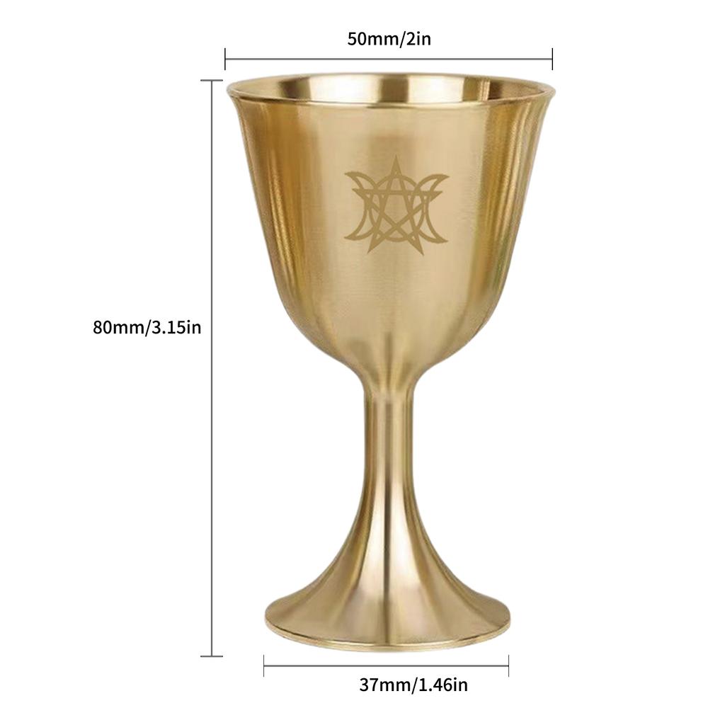 Pentagram Chalice 3.1 High Solid Brass Chalice Goblet Pentacle Brass Chalice Altars Rituals Prayers Anointing Decoration