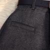 2024 Autumn/Winter Petite Women's Gray Woolen High-Waist A-Line Shorts: Versatile, Slim, Wide-Leg Design