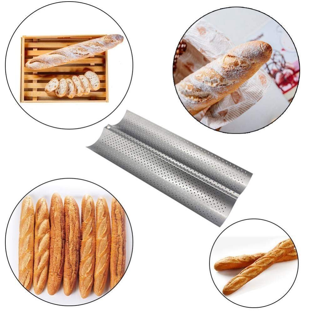 Stampo per Baguette in Acciaio al Carbonio 2/3/4 Scomparti Teglia per la Cottura della Baguette Stampo Durevole per la Cottura del Pane Cucina di Casa