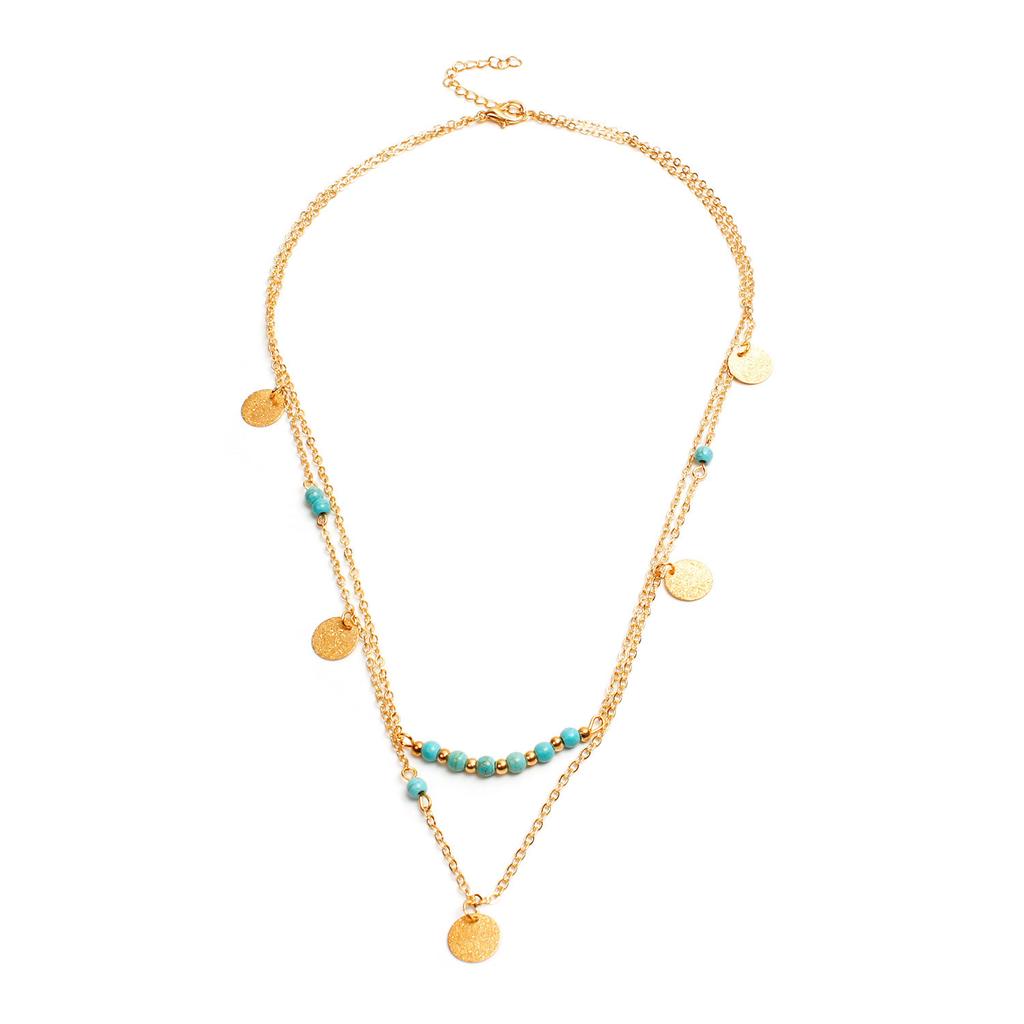 Multi-layer disc pendant, turquoise pendant necklace, hot-selling necklace.