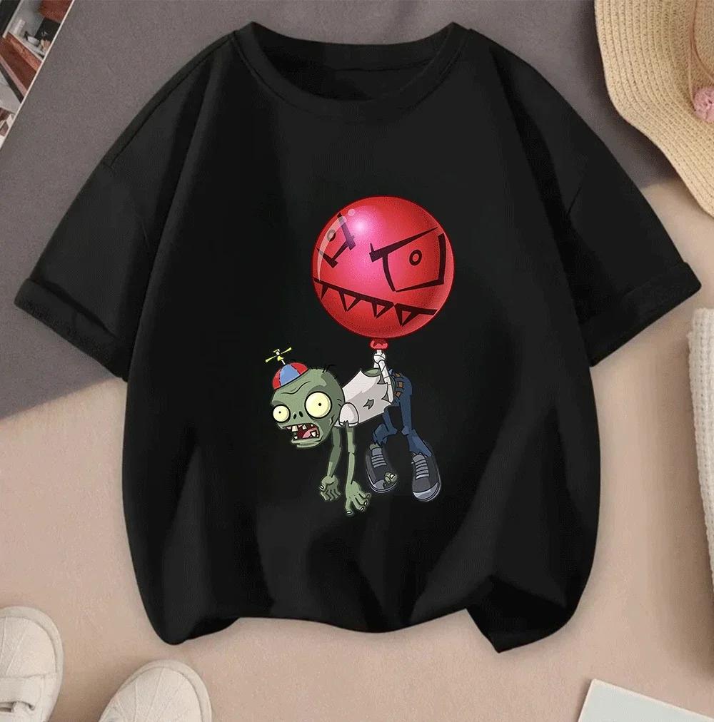 Hot Sale Plants Vs Zombies 2D Cartoon Print Casual Summer Short Sleeve T Shirt 2026 For Children Teenagers Boys Girls