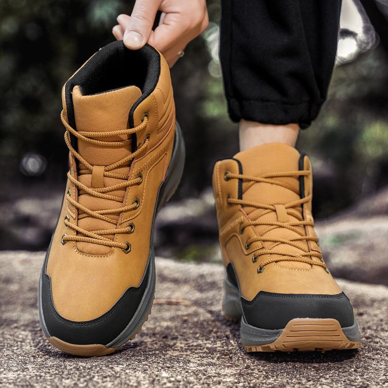 Casual microfiber leather shoes medium top ultra-light and super soft autumn large size mountaineering outdoor snow boots