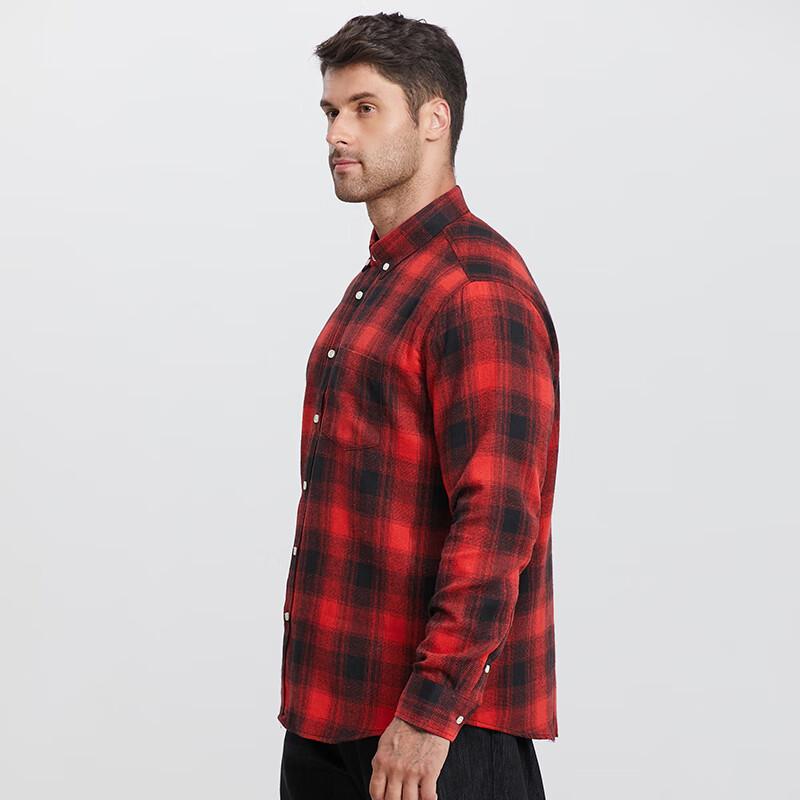 Men's Plus Size Brushed Long Sleeve Plaid Shirt