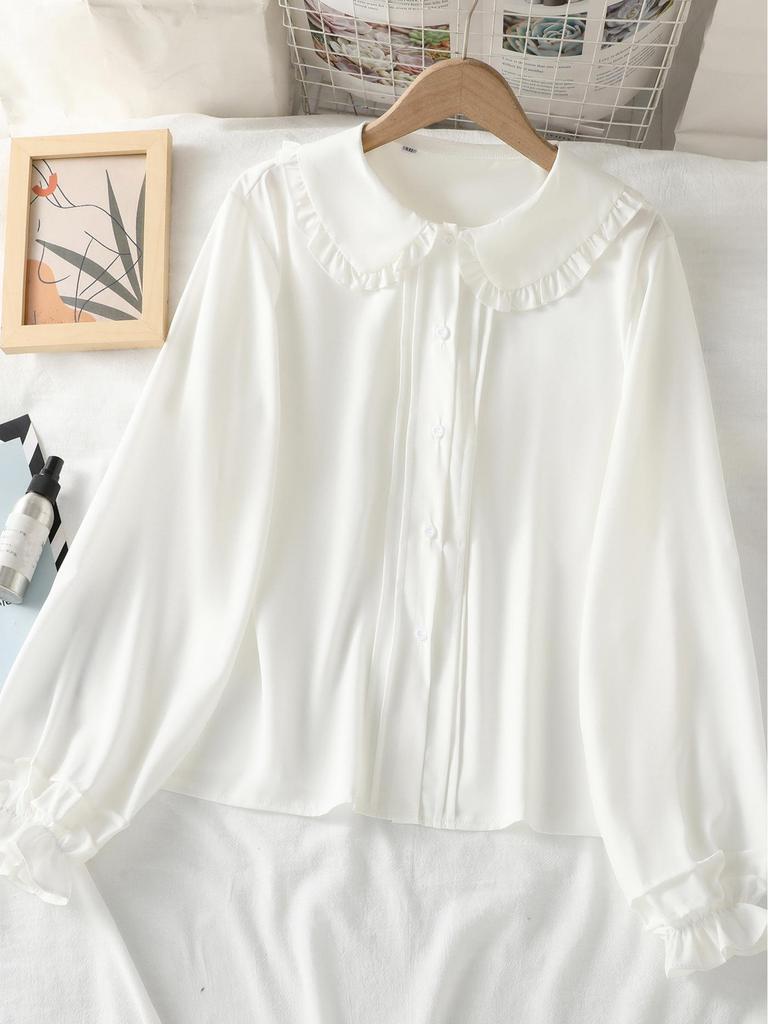 Southeast Asia-Japan-Korea Doll Collar Ruffle Lace Shirt - Women's Academy Style