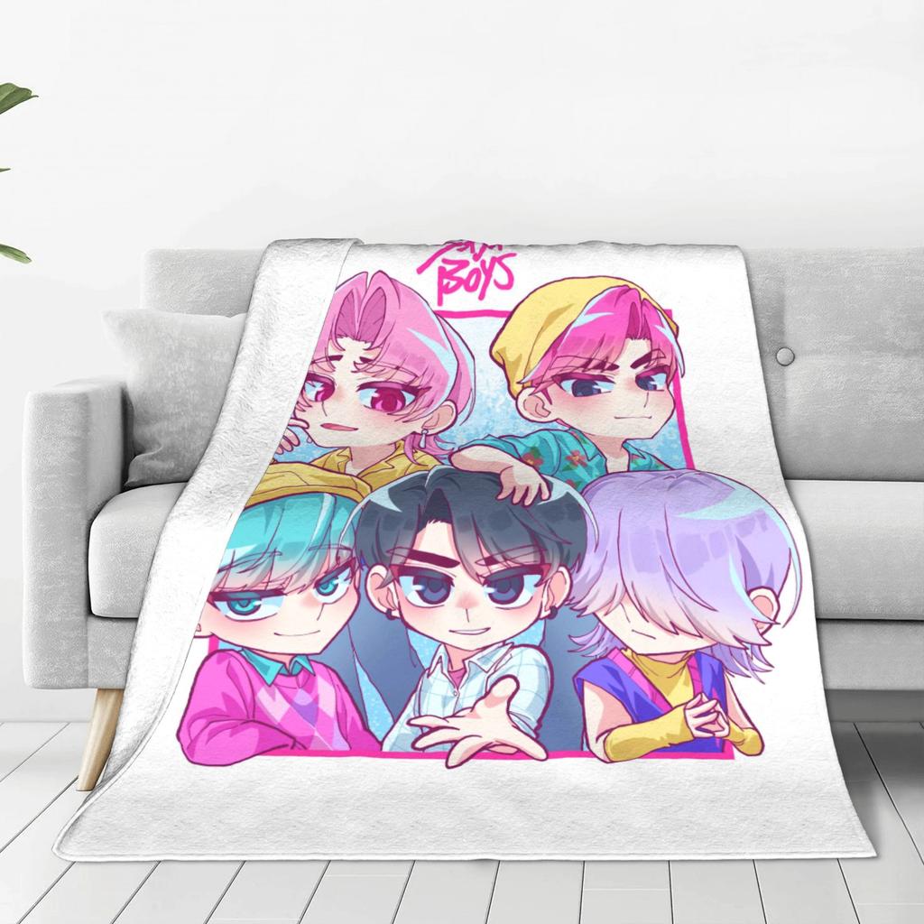 Kpop Demon Hunters Saja Boys Mystery Blanket  Warm Soft Pattern Plush Throw Blanket For Girls Boys Flannel Bedspread Bed Cover