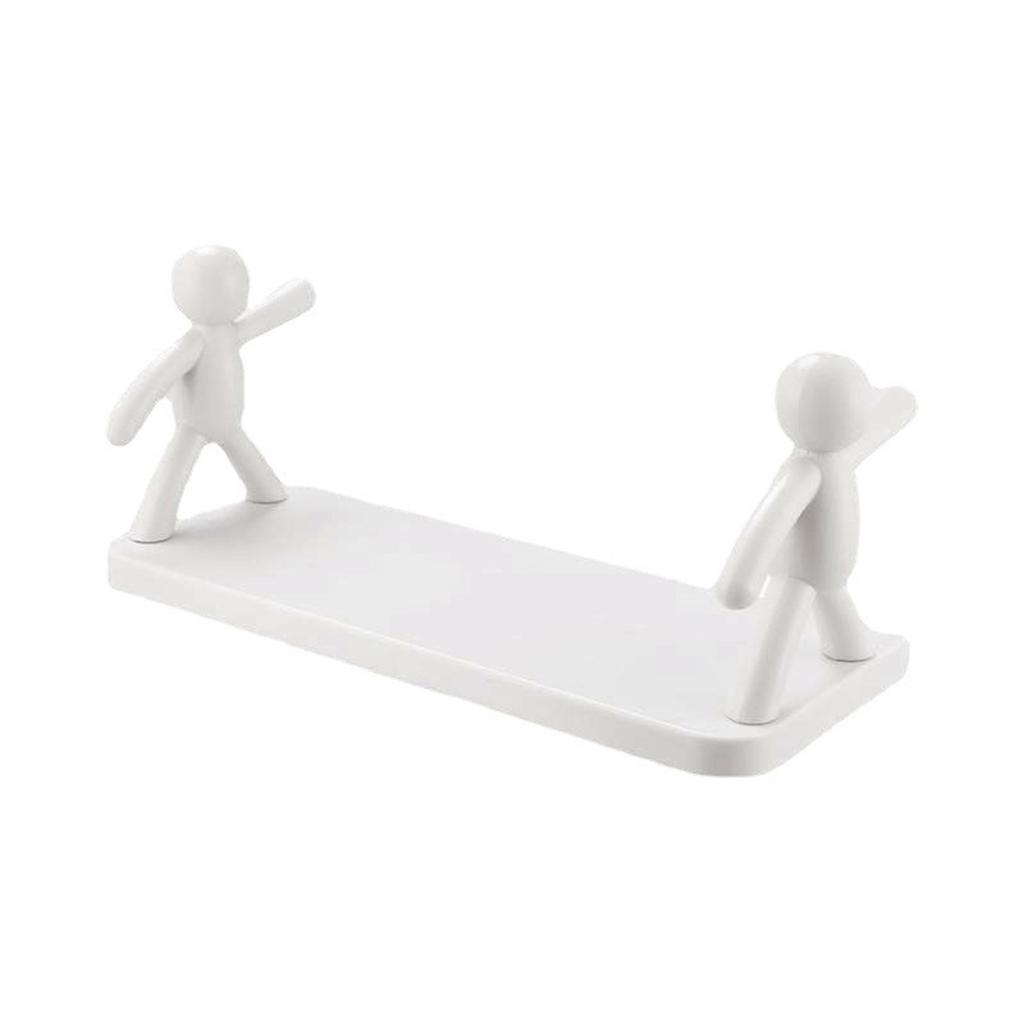 Wall Mounted Shelf Hole Free Installation Small Doll Shape Large Capacity Plastic Stable Load Bearing Storage Rack White