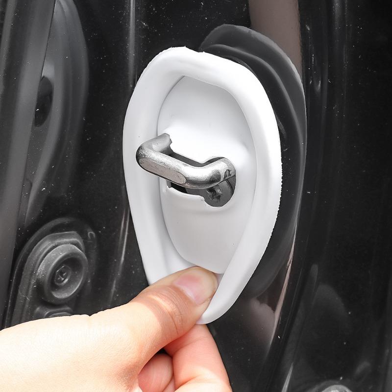 Silikonová podložka na tlumič zvuku dveří auta, spona na zámek dveří, ochranný kryt proti havárii, vylepšený silikonový kryt západky dveří auta