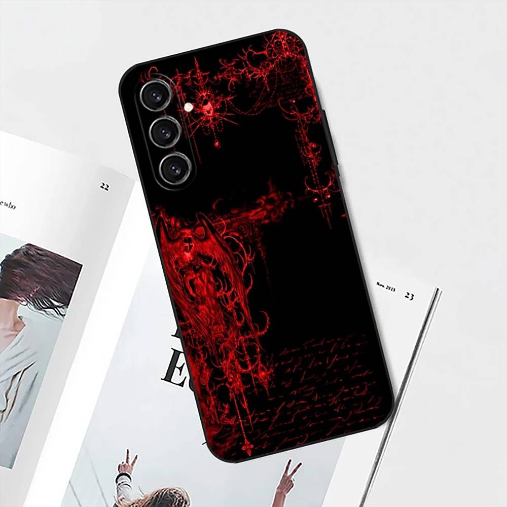 Gothic Cyber Sigil Cross Phone Case For Samsung S25,S24,S21,S22,S23,S30,Ultra,S20,Plus,Fe,Lite,Note,10 Black Soft Shell