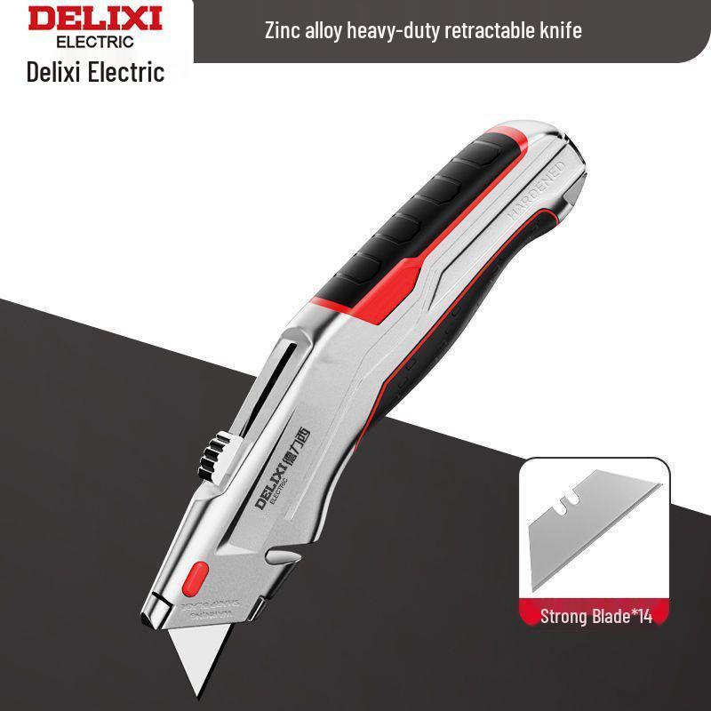 Heavy-Duty Industrial Folding Utility Knife with Thick All-Steel Retractable Blade for Electricians and Cable Work.