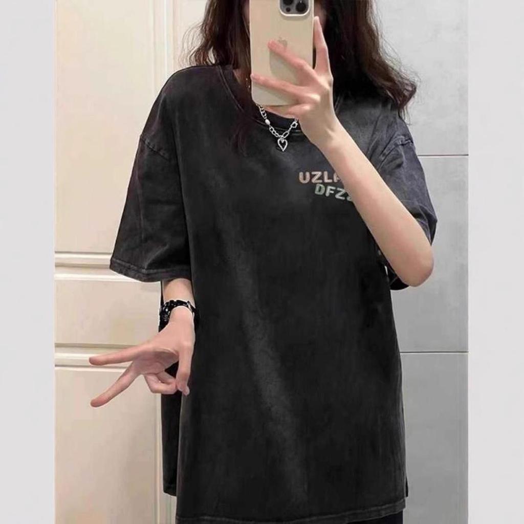 American Retro Unisex Distressed Oversized T-Shirt - Summer Short Sleeve, Straight Shoulder, Plus Size