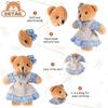 12-48PCS Mini Bear Stuffed Animal Toys Bulk 10cm Soft Plush Bears with Burlap Clothes for Baby Shower Birthday Party Decoration