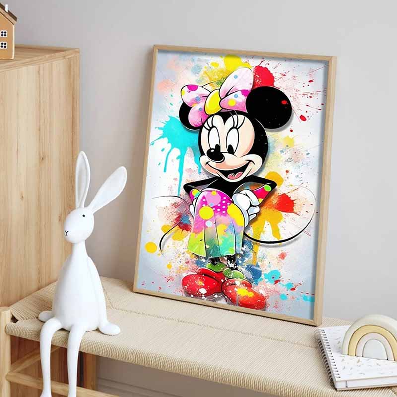 Disney Diamond Painting Minnie Mouse Splatter Graffiti Style Art Painting Cartoon Diamond Painting Full Diamond CrossstitchCraft DIYGiftHomeDecoration