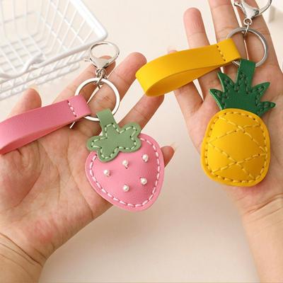 Cherry Leather Keychain Cute Bag Pendant Creative Fruit Pendant  Men