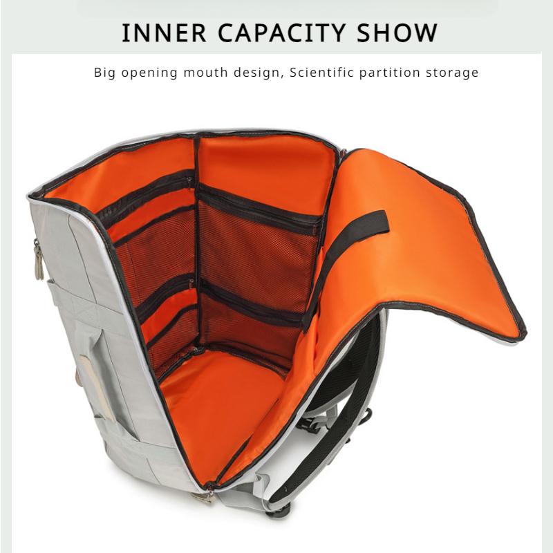 Trendy Waterproof Nylon Travel Backpack Long-distance Touring Business Trip Luggage Bag Detachable Handheld Strap College Student Computer Schoolbag