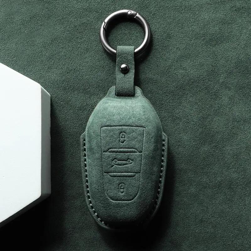Suede Faux Leather Car Key Case Cover Protective for New Peugeot 206 208 207 3008 308 2008 107 508 607 Accessories