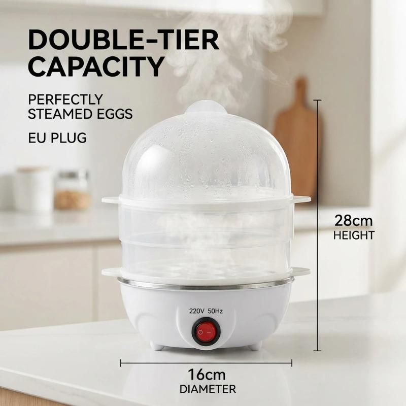 Double Layers Electric Egg Boiler Multifunctional Breakfast Cooking Machine Mini Egg Steamer Poacher Kitchen Accessory