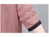 Summer 2025 Retro Embroidered Ramie Blouse: Women's Chic Color Block Age-Reducing Shirt