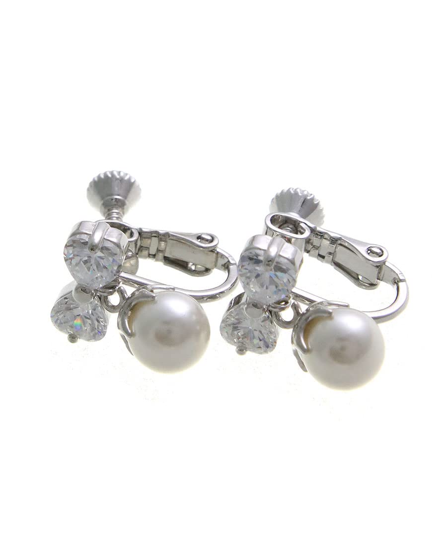 

VINGTAINE Pearl Dangle Earrings Cubic Zirconia Silver [Vintaine] E2-12