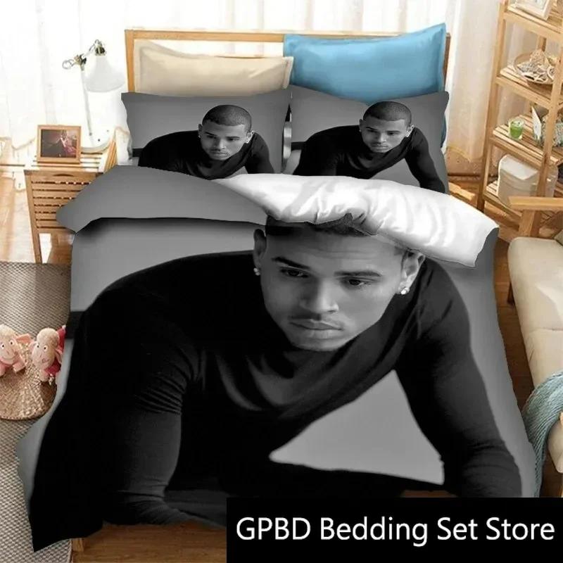 3D Druck Rapper Chris Brown Bettwäsche Set Doppel Twin King Bettbezug Bettdecke Kissenbezug Jungen Mädchen Erwachsene Schlafzimmer