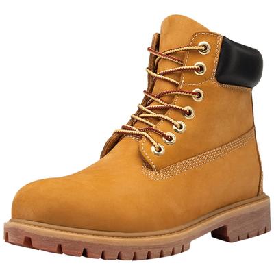 SOARHOPE Gelbe Engineer Kurze Arbeitswasserdichte Lederstiefel für Herren Herrenstiefel, Hochgeschnitten mit Schnürung, Leichtgewicht,