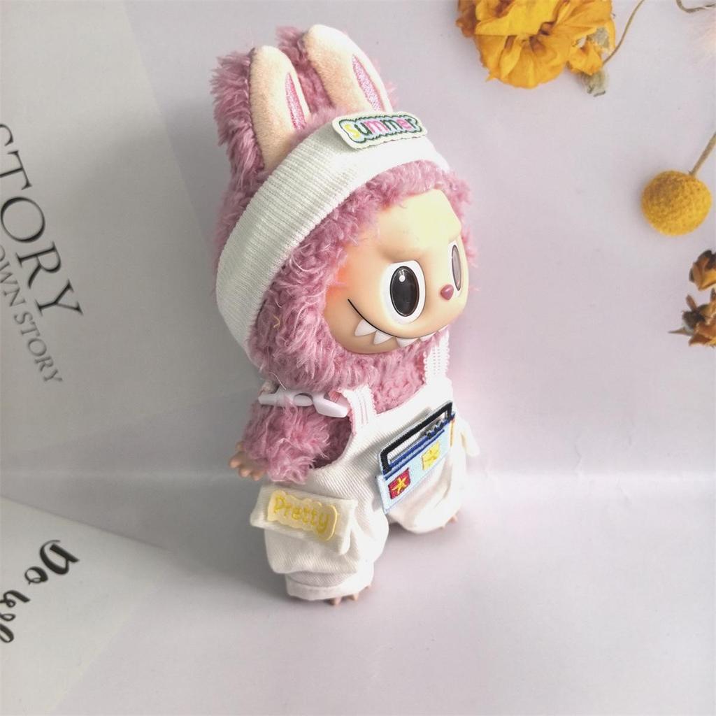 17cm Labubu Plush Doll Outfit Set: Generations 1-3, Pendant, Replacement Clothes, Headband, Overalls, Figurine.