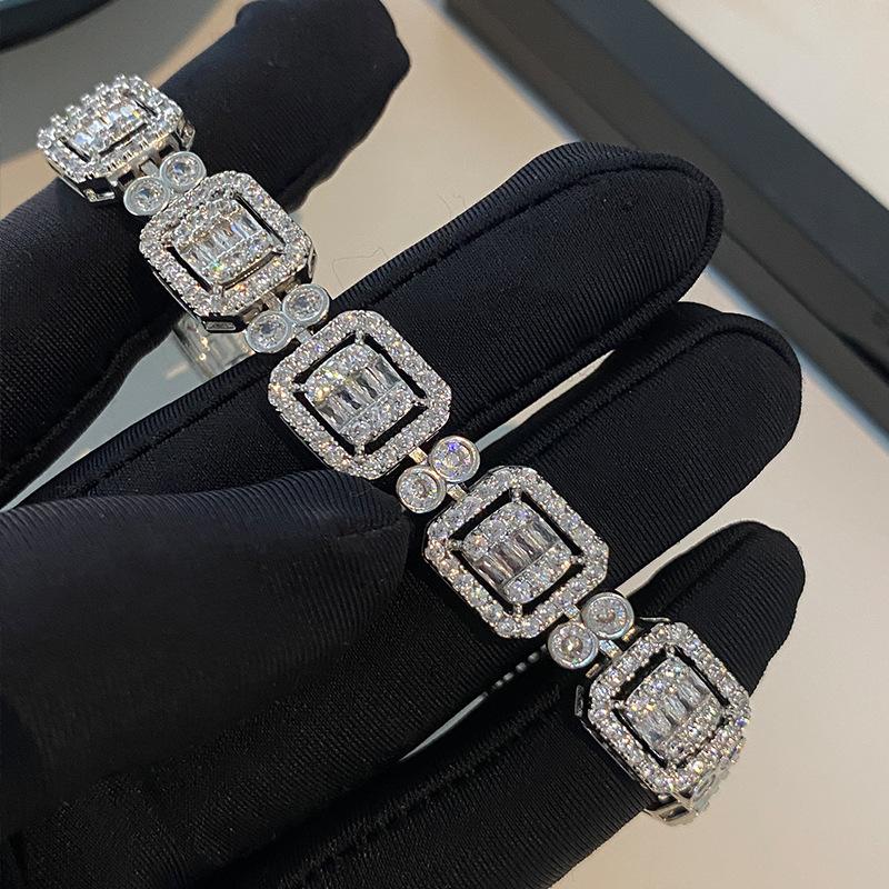 

Квадратный полный бриллиантовый браслет Jiugongge унисекс на руку ювелирные изделия индивидуальные часы с пряжкой Cold Wind