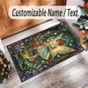 Forest Theme Crystal Velvet Floor Rug Personalized Custom Name Text Warm Carpet Home Decoration
