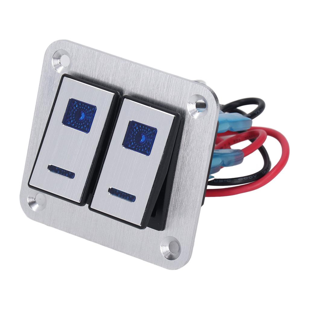 Rocker Switch Panel 2 Gang On Off Toggle Switch Panel Waterproof Car RV Yacht Modification Panel Sil